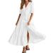 HaHaHappy Womens Rompers for Summer Open Back Built In Shorts Tennis Dress Round Neck Sleeveless Jumpsuits for Women Casual Solid Color Clearance Holiday Womens Athletic Dress White 2XL