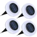 ODOMY 4pcs Solar Ground Light with 8 LEDs Outdoor Solar Disk Light Auto ON/OFF Solar Buried Lamp IP65 Waterproof Solar Deck Light for Patio Stairs Yard Garden Pathway