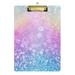 Rainbow Color Glitter Clipboard Acrylic Clipboards Standard A4 Letter Size 12.5 X 9 with Retractable Hanging Tab Clip Board for Teacher Kids Students Office