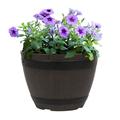 QCQHDU Plant Pots 7.6 Inch whiskey Barrel Planters with Drainage Holes & Stoppers Plastic Decoration Flower Pot Imitation Wine Barrel Design for Outdoor Garden Planters