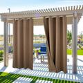 SHANNA 2 Panel Outdoor Curtains Waterproof Windproof UV Protection Blackout Curtains with Eyelets 3D Textured Pattern for Garden Pergola Balcony Khaki 2 Panel 52 X 84 inch