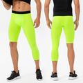 Basketball Sport Leggings Mens 3/4 One Leg Compression Tights Basketball Pants Running Fitness Exercise Cycling Leggings S green