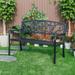 Sleek Black - Steel and Cast Iron Garden Bench in Timeless Black