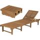 YZboomLife Folding Sun Lounger | Foldable Chaise Lounge | Adjustable Outside Patio Sunlounger | Outdoor Wooden Garden Lounge Chair | Weather Resistant Brown Solid Acacia Wood 78.7 x