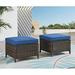 YZboomLife Outdoor Ottomans for Patio PE Wicker Steel Frame Outdoor Footstool for Patio Backyard Additional Seating Side Tables with Removable Weather-Resistant Cushions