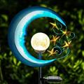 Solar Pathway Lights - Crackle Glass Globe Landscape Lighting for Pathway Yard Patio Stars Moon Design Waterproof Solar-Powered