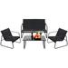 YZboomLife Patio Set 4 Pieces Conversation Sets Outdoor Wicker Rattan Chairs Garden Backyard Balcony Porch Poolside Loveseat with Soft Cushion and Tempered Glass Table(Black)