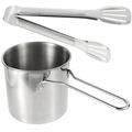 Deep Fryer with Clip Strainer Pot Large Stainless Steel Frying Fat Fryers Mini Griddle