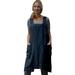 Clearance! Hontri Dresses for Women 2024 Pinafore Apron Work Women Cotton Dress Garden Pinafore Women s Dress Womens Dresses Blue Xl