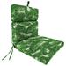 Jordan Manufacturing Sunbrella 44 x 22 Tropics Jungle Green Leaves Rectangular Outdoor Chair Cushion with Ties and Hanger Loop