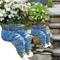 Zynic Flower Pots Creative Jeans Resin Flower Pot Flower Pot Cute Flower Pot Vintage Resin Jeans Shape Garden Statue Flower Pot DIY Flower Pot For Home Yard Outdoor Decoration Home & Garden