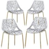 xrboomlife Modern Black Dining Chair Birch Sapling Style Chairs for Dining Room Hotels Restaurants Indoor Outdoor Elegant Kitchen Chairs with Gold Legs (2 Black)