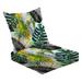 2-Piece Deep Seating Cushion Set Abstract summer geometric seamless pattern Watercolor palm trees Outdoor Chair Solid Rectangle Patio Cushion Set