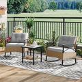 YZboomLife Outdoor Patio Set Patio Chairs Rocking Chair Outdoor with Thick Cushions for Garden Balcony Porch Grey