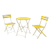 Evajoy 3-Piece Metal Patio Foldable Bistro Table with Chairs Outdoor Portable Furniture Sets Round Accent Table and Chairs for Balcony Garden Small Spaces Yellow