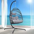 YZboomLife Egg Chair Outdoor Indoor with Cushion Swing Chairs for Outside Bedroom Patio Porch Garden Rattan Wicker Hanging Egg Chair Basket Chair 350 lbs Capacity (Sky Blue)