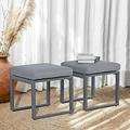 YZboomLife Outdoor Ottomans for Patio Assembled Aluminum Outdoor Footstool with Grey Cushions Small Seat for Garden Yard Deck Poolside Dark Grey Frame