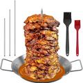 Holloyiver Vertical Skewer Grill Set Stainless Removable Vertical Brazilian Barbecue Grilling Rack Meat Spit Perfect for Steak Whole Chickens Whole Fish Large Meat With 2 Brush