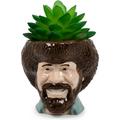 Bob Ross Mini Ceramic Planter With Artificial Succulent Plant