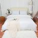 PiccoCasa Washed Polyester Duvet Cover Bedding Set with Pompoms Tassels 3-Pieces White Queen