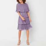 Refurbished Danny & Nicole Glitter Short Sleeve Shift Dress - AMETHYST 16