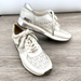 Michael Kors Shoes | Michael Kors Womens Allie Monogram Lace Up Logo Fashion Sneakers Vanilla - Sz 7 | Color: Cream/Silver | Size: 7