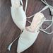 Anthropologie Shoes | Geewawa Anthropologie Leather Wrap Tie Flat Mules 8.5 Tan Beige Taupe | Color: Gray/Tan | Size: 8.5