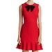 Kate Spade Dresses | Kate Spade New York Red With Black Bow Fit And Flare Ruffle Tweed Dress Sz 6 | Color: Red | Size: 6