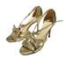 Kate Spade Shoes | Kate Spade Women's Metallic Gold Leather Snakeskin Bow Stiletto Slingback Heels | Color: Gold | Size: 8