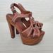 Jessica Simpson Shoes | Jessica Simpson Womens Danda Brown Leather Platform Heels Shoes Sandals Size 6b | Color: Brown/Tan | Size: 6