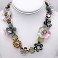 J. Crew Jewelry | J. Crew Sequin Brulee Flower Necklace | Color: Black/Green | Size: Os