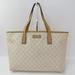 Gucci Bags | Gucci Supreme Gg White Canvas Beige Leather Shoppers Zip Tote Large Authentic | Color: Cream/White | Size: Os