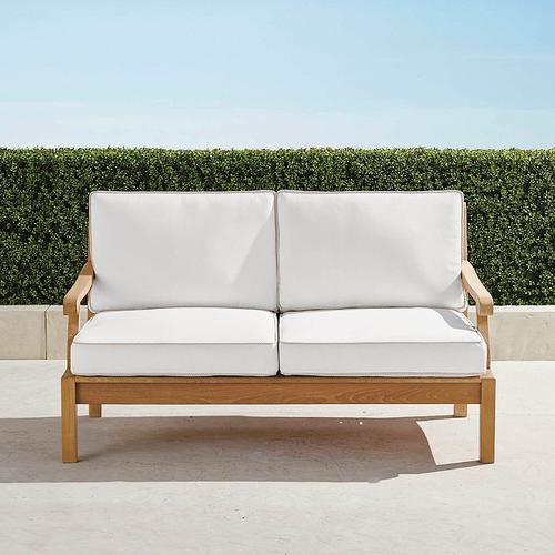 Cassara Loveseat with Cushions in Natural Teak - Quick Dry, Seasalt - Frontgate