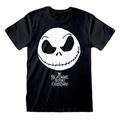 Kurzarm-T-Shirt The Nightmare Before Christmas Jack Face Schwarz Unisex