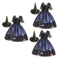 BESTonZON 3 Pcs Child Witch Outfit Black Hat Prom Ball Gown Witch Cosplay Costume Skirt Black Ball Gowns Girl Hat Child Witchgirl Costume Black Dress for Witch Hat The Witch Make up