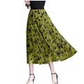 FXSMCXJ Long Skirt Women's Midi Length Skirt Floral Printed Elastic Waist Tulle Midi Skirts-emerald-4xl