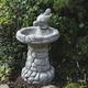 DGS STATUES – Stone Cast, Birdbath/Feeder, Bubble Stone Wall Design with Single Bird, Hand Finished, Statue, Sculpture, 30 KG