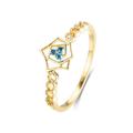 Womens Fashion Rings, Sapphire Ring Women 9K Yellow Gold Size M 1/2 Blue Round Sapphire Channel for Wedding Graduation Rings
