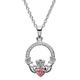 Platinum Plated Claddagh October Birthstone Pendant With Swarovski Crystals