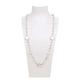 QAOUBJFV Jewelry 42inch Cultured White Keshi Pearl White Pave Chain Long Necklace