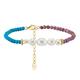 Lieson 925 Sterling Silver Bracelets for Women Girls, with Pearl and Turquoise Bead Chain Bracelet Gold 6.5 Inches +2 Inches - Birthday Gift for Ladies Jewellery Gift