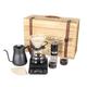 SOTECH All in One Manual Coffee Maker Set 2 Cup Coffee Dripper with Wooden Suitcase Coffee Kettle Scale Coffee Bean Grinder All In 1 Traveling Camping Hiking