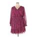 Vince Camuto Casual Dress - Mini V-Neck 3/4 sleeves: Pink Dresses - Women's Size 2X