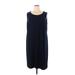 Catherines Casual Dress - Shift Scoop Neck Sleeveless: Blue Solid Dresses - Women's Size 1X