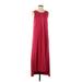 Saturday Sunday Casual Dress - Shift Crew Neck Sleeveless: Burgundy Solid Dresses - Women's Size X-Small