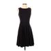 Ann Taylor LOFT Casual Dress - A-Line Crew Neck Sleeveless: Black Dresses - Women's Size X-Small Petite