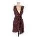 Universal Thread Casual Dress - Wrap V-Neck Sleeveless: Red Dresses - Women's Size Medium