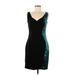 Elie Tahari Cocktail Dress - Party V Neck Sleeveless: Teal Print Dresses - Women's Size 6