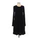 J.Crew Factory Store Casual Dress Crew Neck Long sleeves: Black Solid Dresses - Women's Size Small