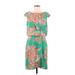 Jessica Simpson Casual Dress - Mini High Neck Short sleeves: Green Print Dresses - Women's Size 8